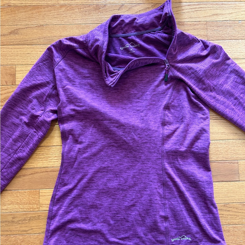 Eddie Bauer Womens Crowl Neck Side zip Light Weigh Pullover Purple size Medium